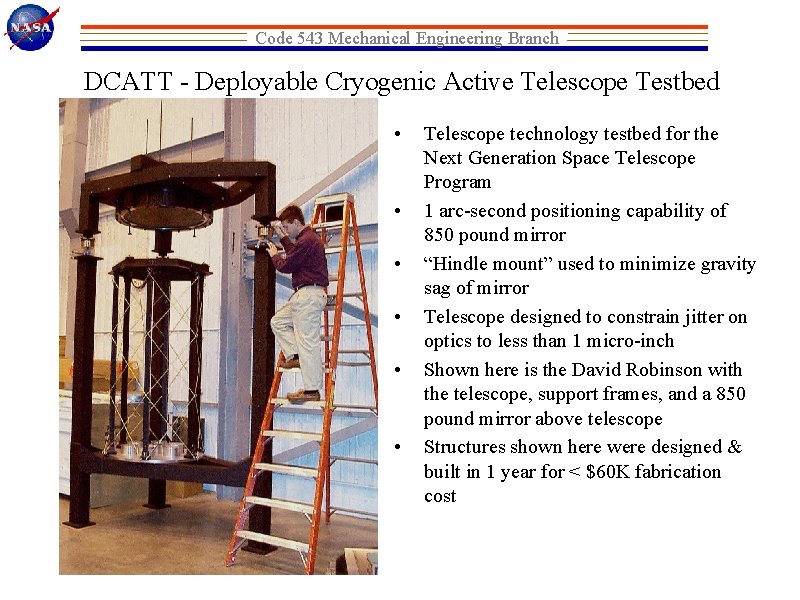 To read what this image which displays various activities and projects supported by the Mechanical Engineering Branch displays, select this page's text link