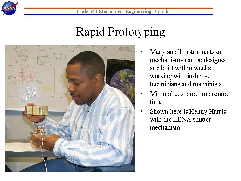 To read what this image which displays various activities and projects supported by the Mechanical Engineering Branch displays, select this page's text link